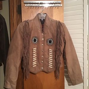Vintage tan leather crop jacket